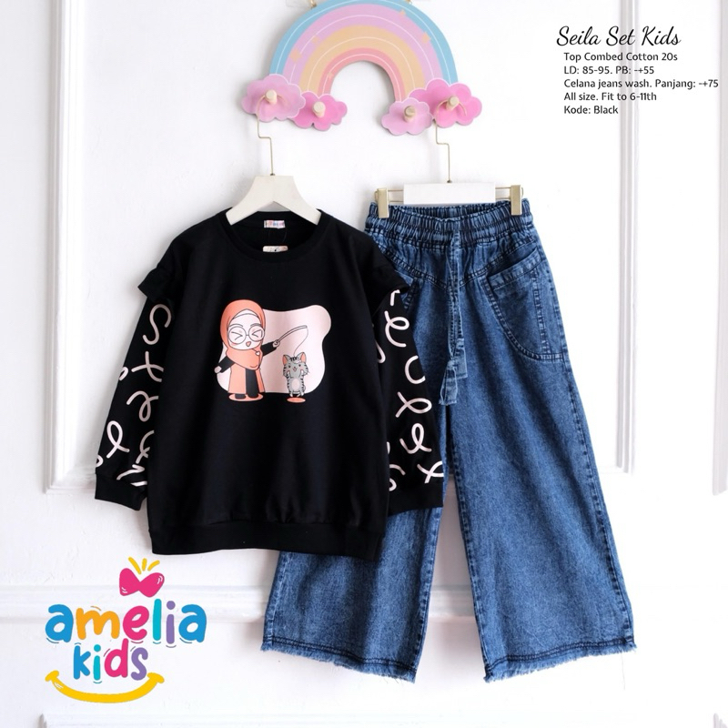 SETELAN CELANA JEANS ANAK PEREMPUAN //SET ORIGINAL AMELIA KIDS