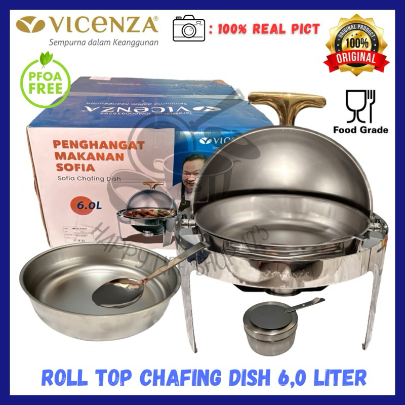 Roll Top Chafing Dish Sofia 6.0 Liter VICENZA / Round Chafing Dish VICENZA VCF01 / Sofia Chafing Dis