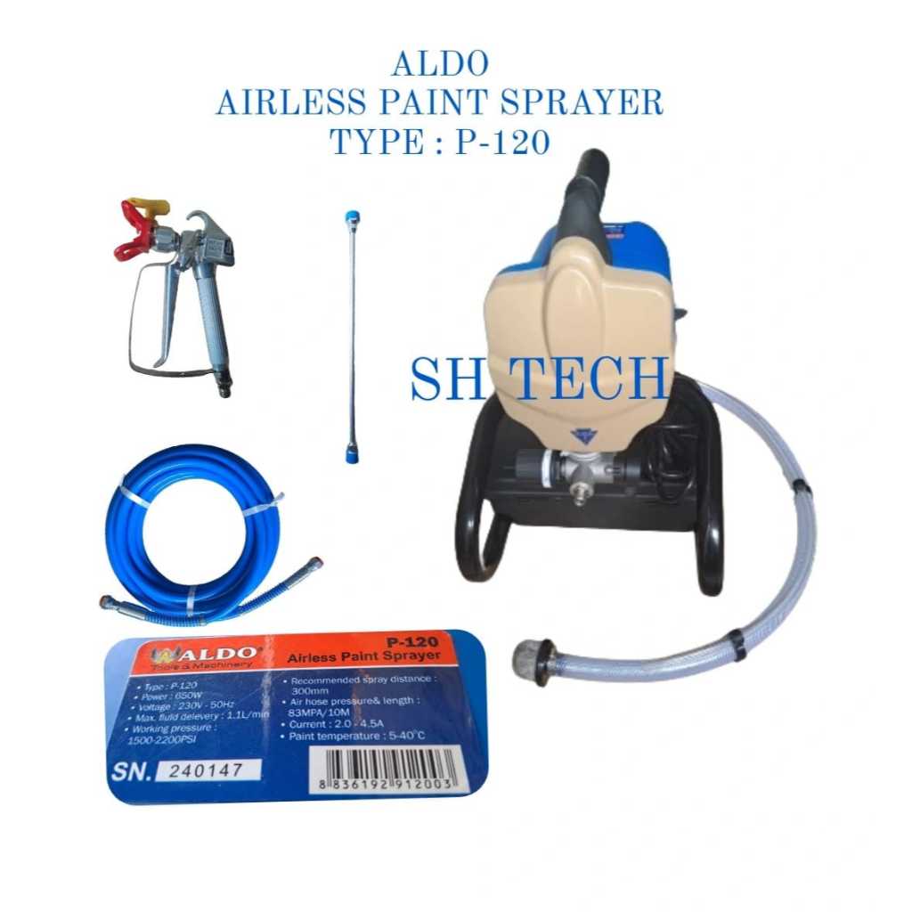 MESIN AIRLESS PAINT SPRAYER ELECTRIC SPRAY GUN CAT ALDO P-120 SPED DUCO AIRLESS Type : P-120