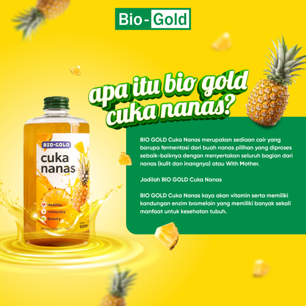 

Cuka Nanas Organik BIO GOLD 100% Buah Asli Kontrol Gula Darah Diabetes BPOM