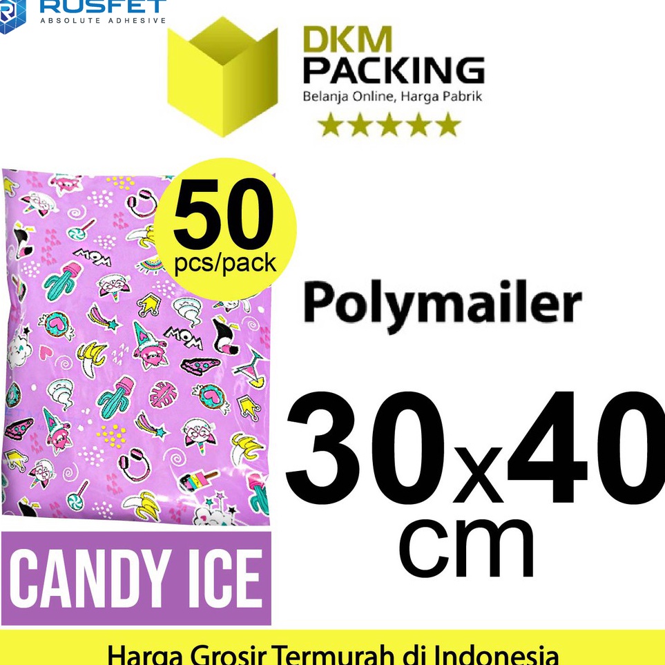 

scReady Polymailer 3cm x 4cm Polimailer Amplop Plastik Packing RUSFET Motif Candy PACK P41