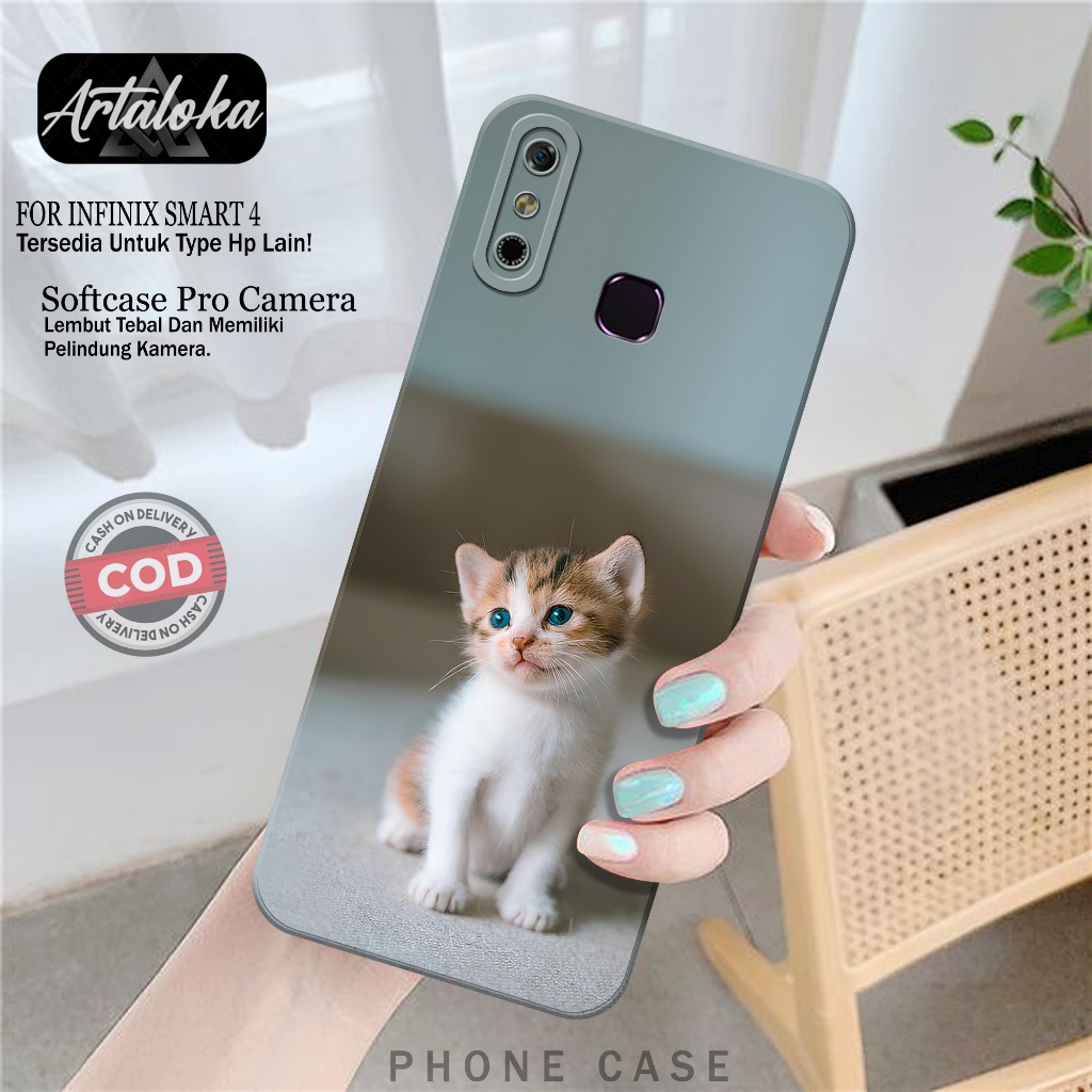 Case Hp Infinix Smart 4 Fashion Case Kucing Softcase Infinix Smart 4 Silikon TPU Pro Camera Casing I