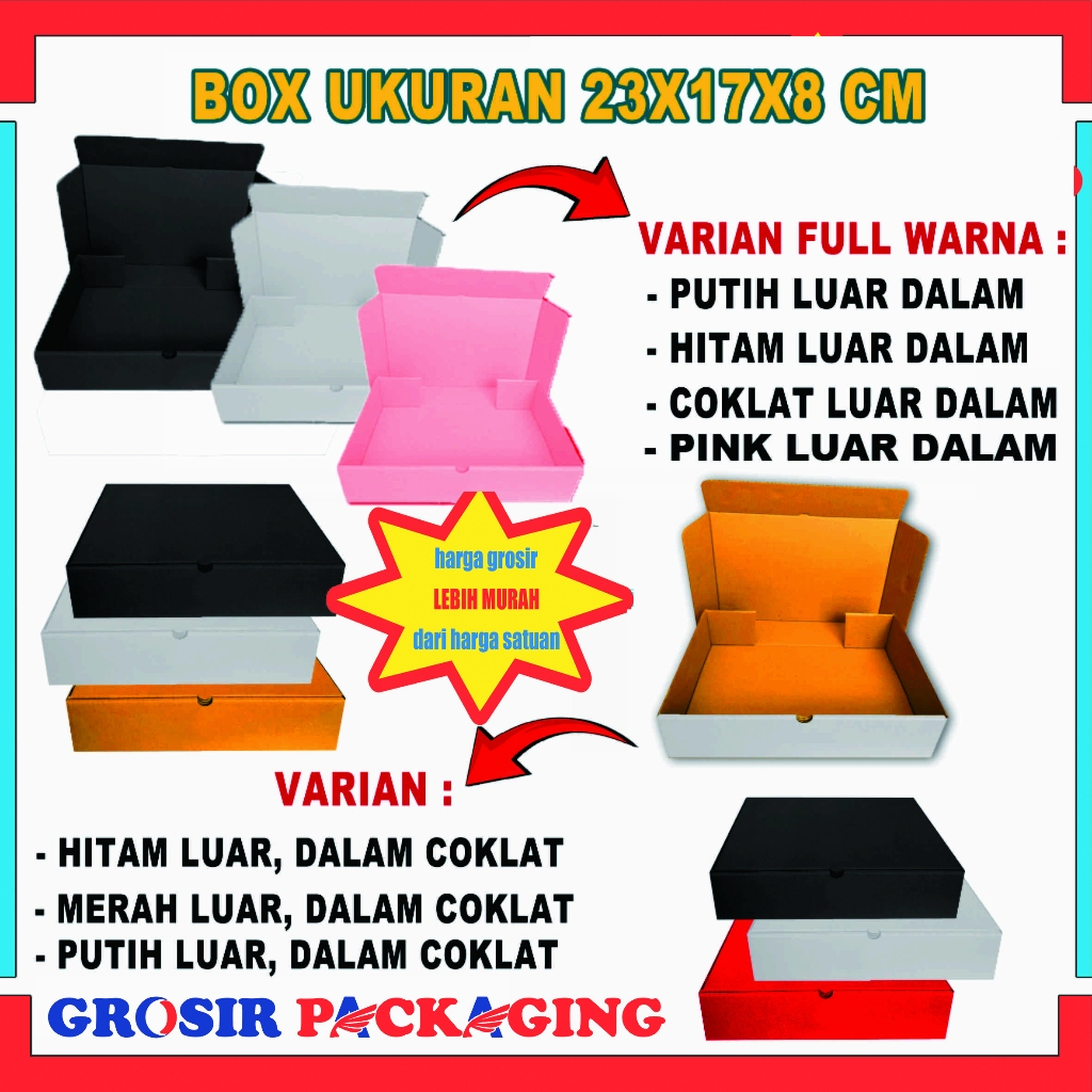 

Box 23x17x8 Cm / box lipat depan / Kardus Polos