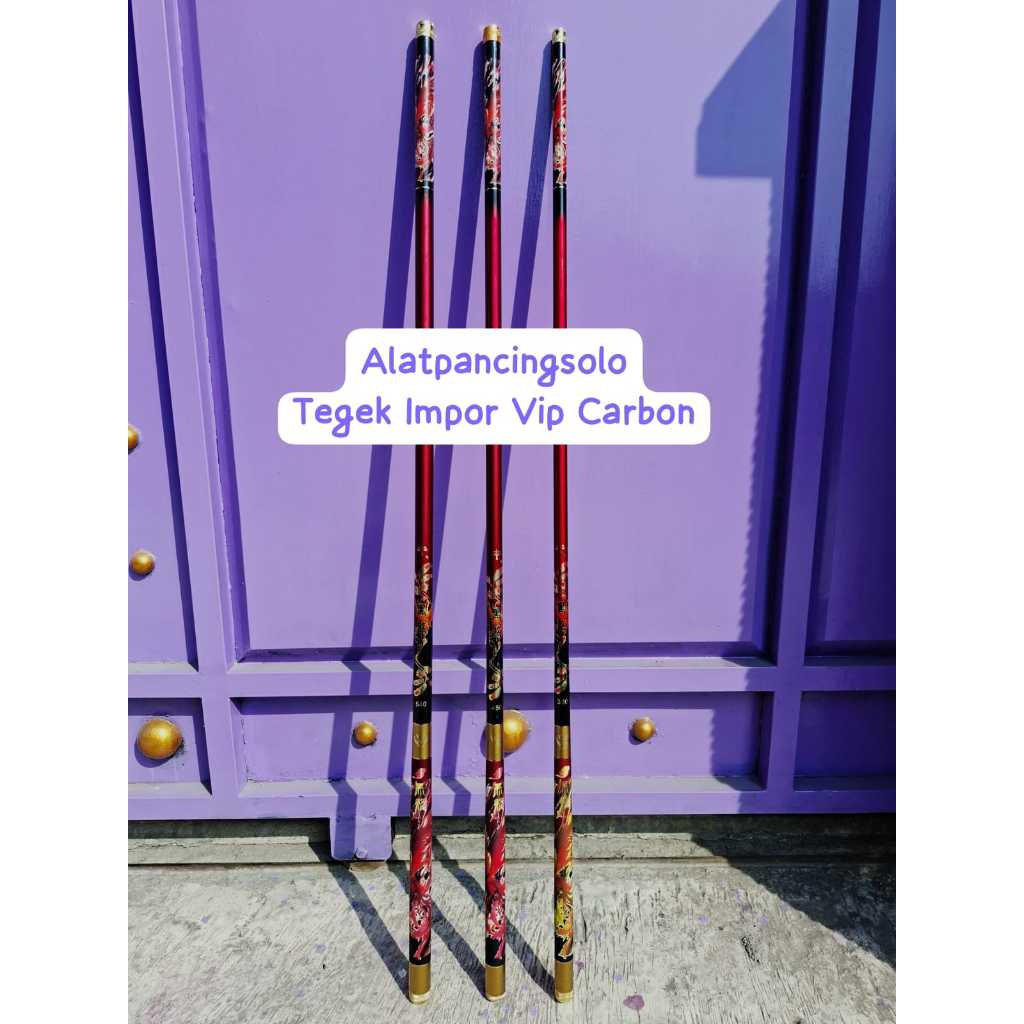 Joran Tegek Vip Carbon Merah Import 6H Kaku Ringan