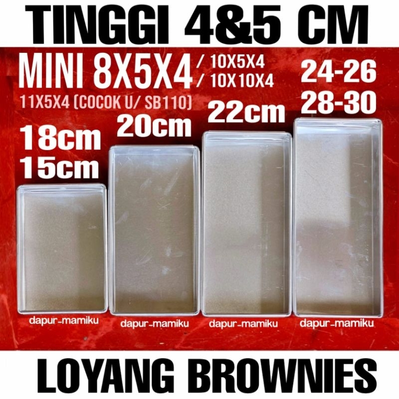 DAPURMAMI Loyang Brownies 10 15 20 22 24 30 Cetakan Kue Brownis Tinggi 4cm 5cm Cetakan Bolu Kukus Bo