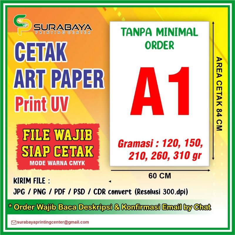 

CETAK ARTPAPER A1 GRAMASI 120G, 150G, 210G, 230G, 260G DAN 310G MURAH BERKUALITAS