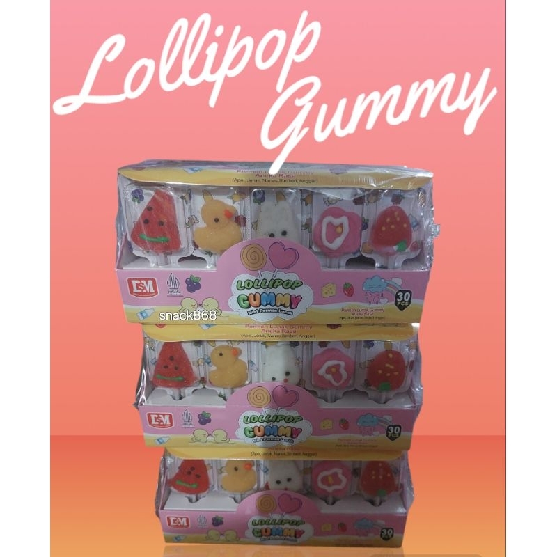 

DSM Lollipop Gummy Permen Lunak Gummy Aneka Rasa isi 30 Pcs