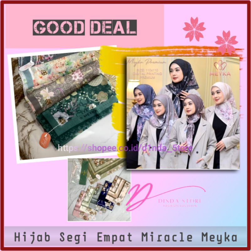 Hijab Segi Empat Miracle Meyka Kerudung Print Motif Jilbab Poly Mikro Lasercut Fashion Muslim Wanita