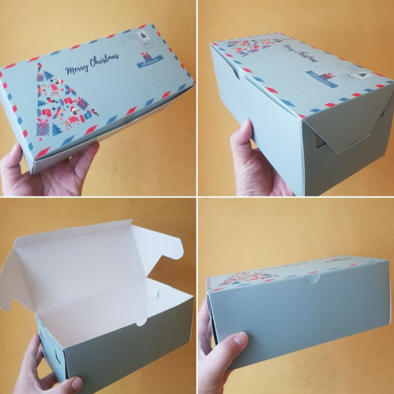

5 pcs box kemasan bolu gulung ukuran 25x12x10cm hijau sage christmas