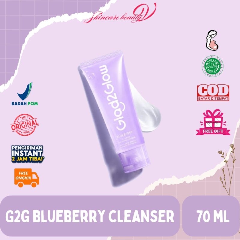 GLAD2GLOW - Blueberrt Ceramide Low pH gel cleanser sabun chci mjka Facial wash  Acne Prone skin