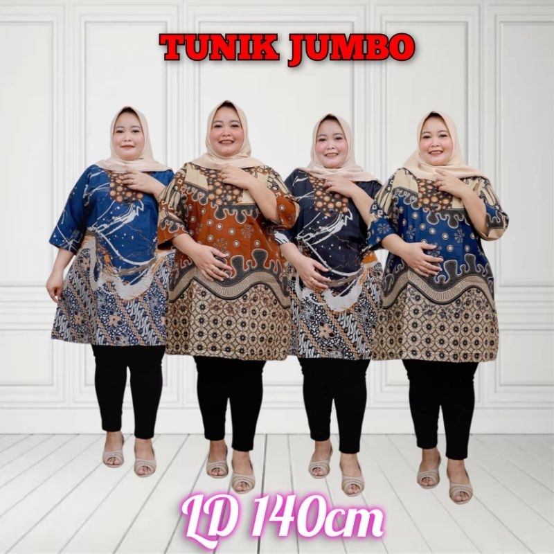 Atasan Wanita Baju Tunik Batik Jumbo XXXXL LD 140cm big size
