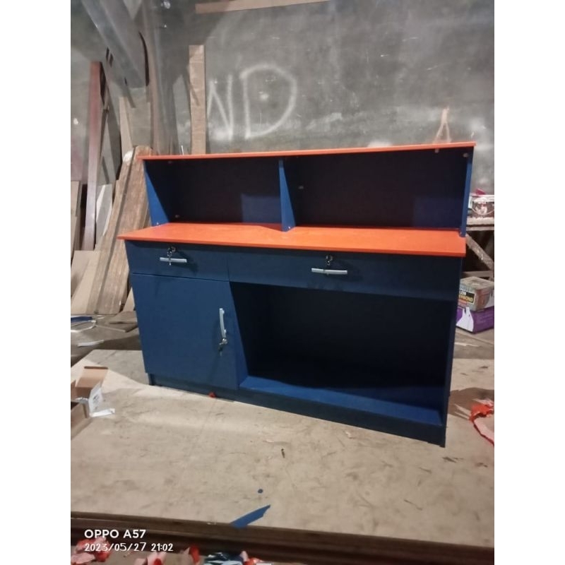 meja kasir brilink meja kasir minimalis meja toko meja klinik meja kantor resepsionis biru Oren