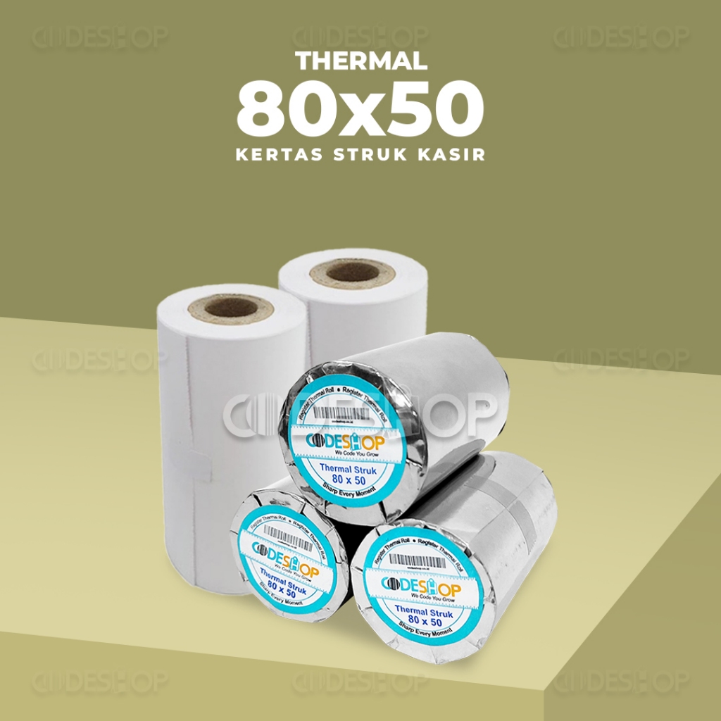 

1 Slop 80x50 Kertas Struk Thermal Paper Roll Termal 80 x 50 mm 10 Roll Codeshop