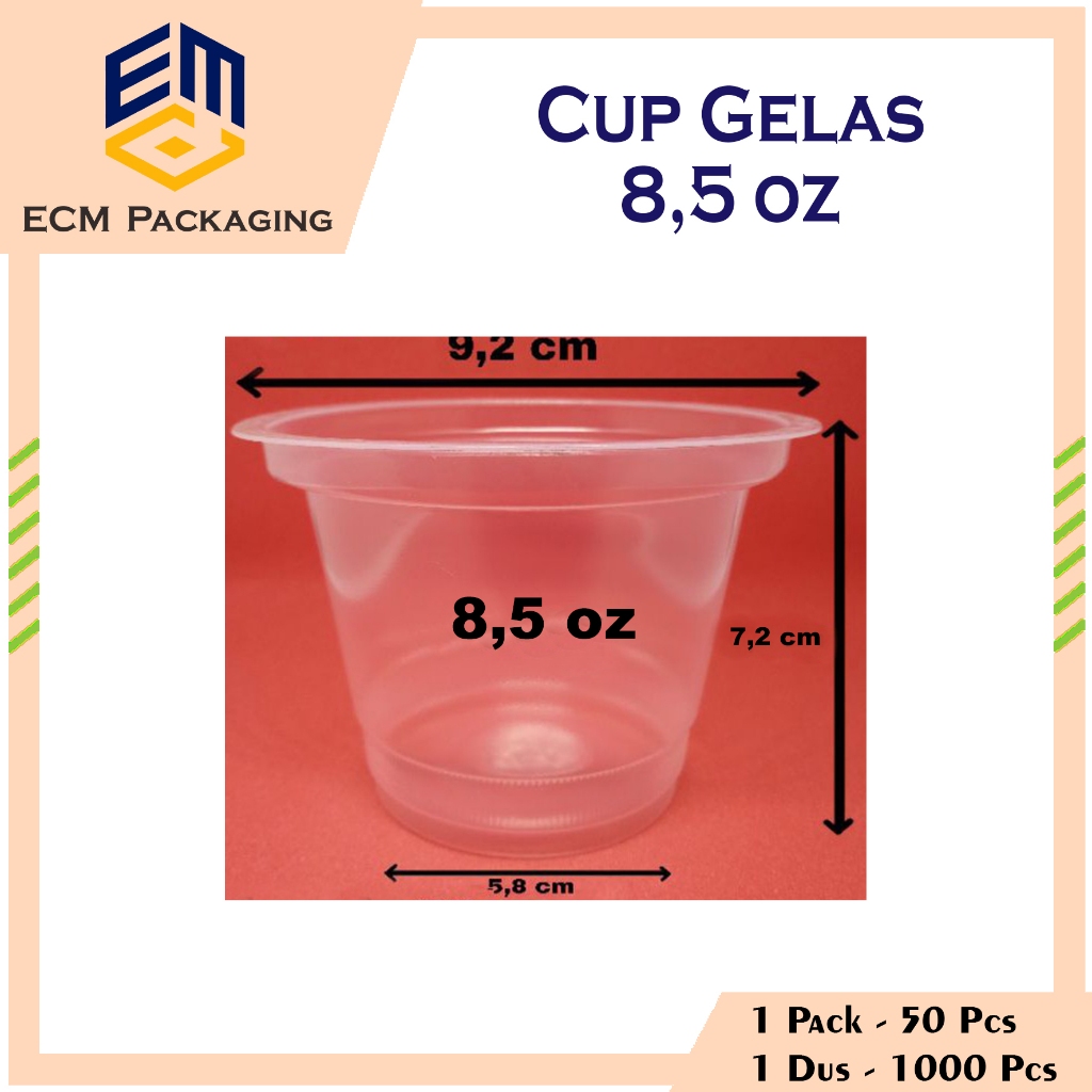 Cup Gelas Plastik 8,5oz 50pcs | Cup Plastik | Gelas Bubur Bayi | CUp Teh