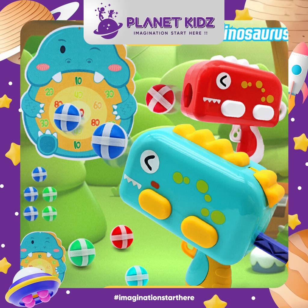 PLANETKIDZ FK170 Mainan Pistol Dinosaurus Menembak Sasaran Bola Ssenjata mainan peluru plastik bulat