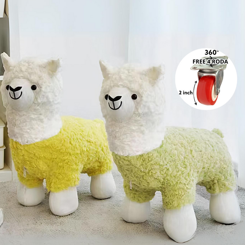 Kursi Anak Alpaca Bangku Anak Karakter Hewan Kursi Mainan Anak Alpaca Mini Bahan Busa Tebal
