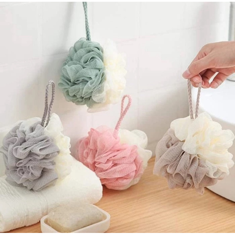 SHOWER PUFF BESAR Spons Mandi Besar Jaring Tebal Sponge Busa Bulat SIKAT PUNGGUNG pembersih daki kul