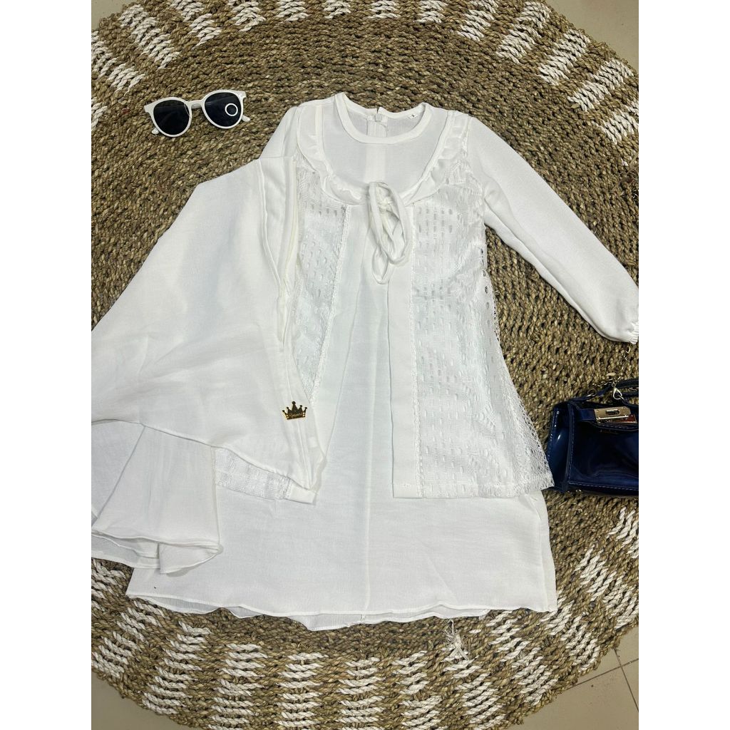 100% AMAN Gamis Anak Putih Manasik Haji Usia 2-11 tahun Set Hijab Crinkle Airflow Premium 2025