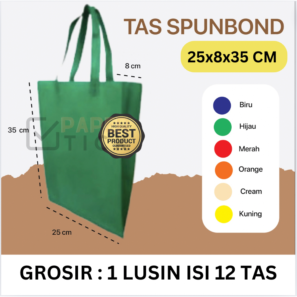 

(12 PCS PERLUSIN) Tas Spunbond 25X8X35 cm LUSIN/ Tas Box Kue / Tas Hampers / Tas Ultah Anak / Goodie Bag / Tas Hajatan
