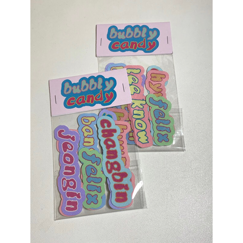 

STRAY KIDS NAME BUBBLY CANDY GLITTER STICKER