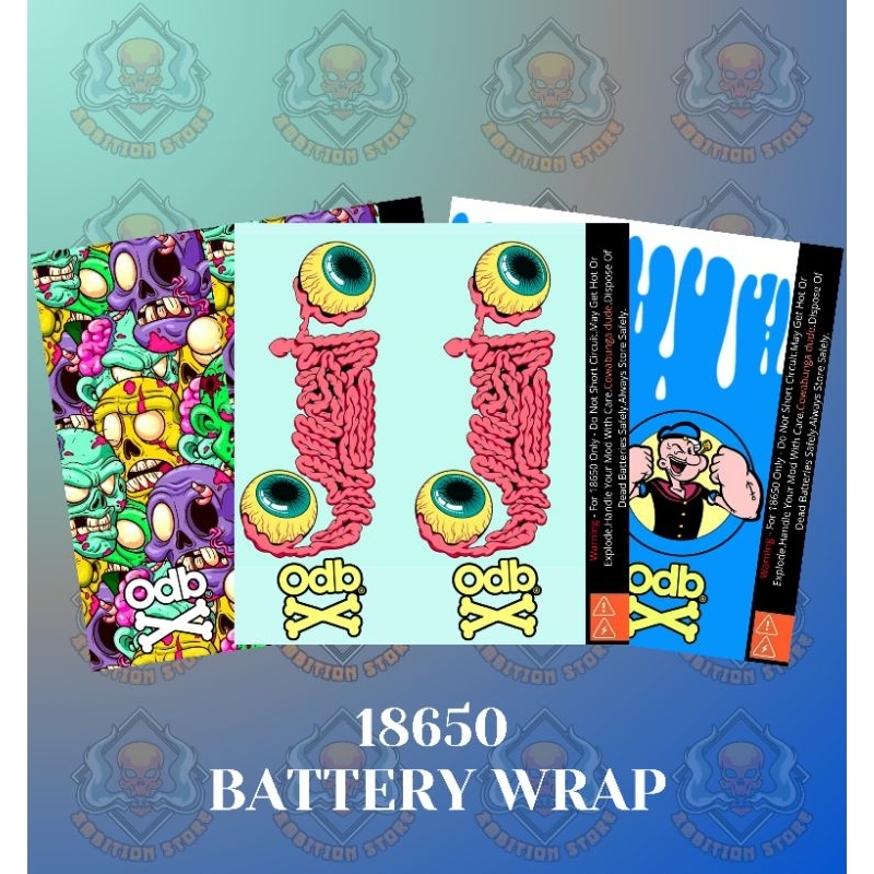 

AMBITIONSTORE - Stiker Skin Wrap Baterai 18650 Motif Odb Random Art V7 Series - Pelindung dan Penghias Baterai 18650 Untuk Segala Merek Baterai