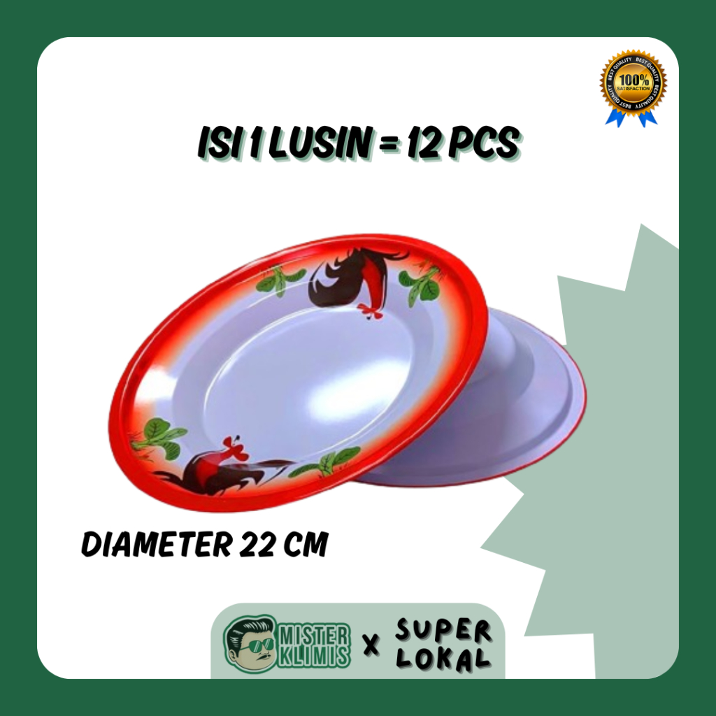 1 Lusin Piring Makan Stainless Diameter 20 cm / 22 cm / 24 cm Bahan Tebal Higienis Murah / Piring Ma