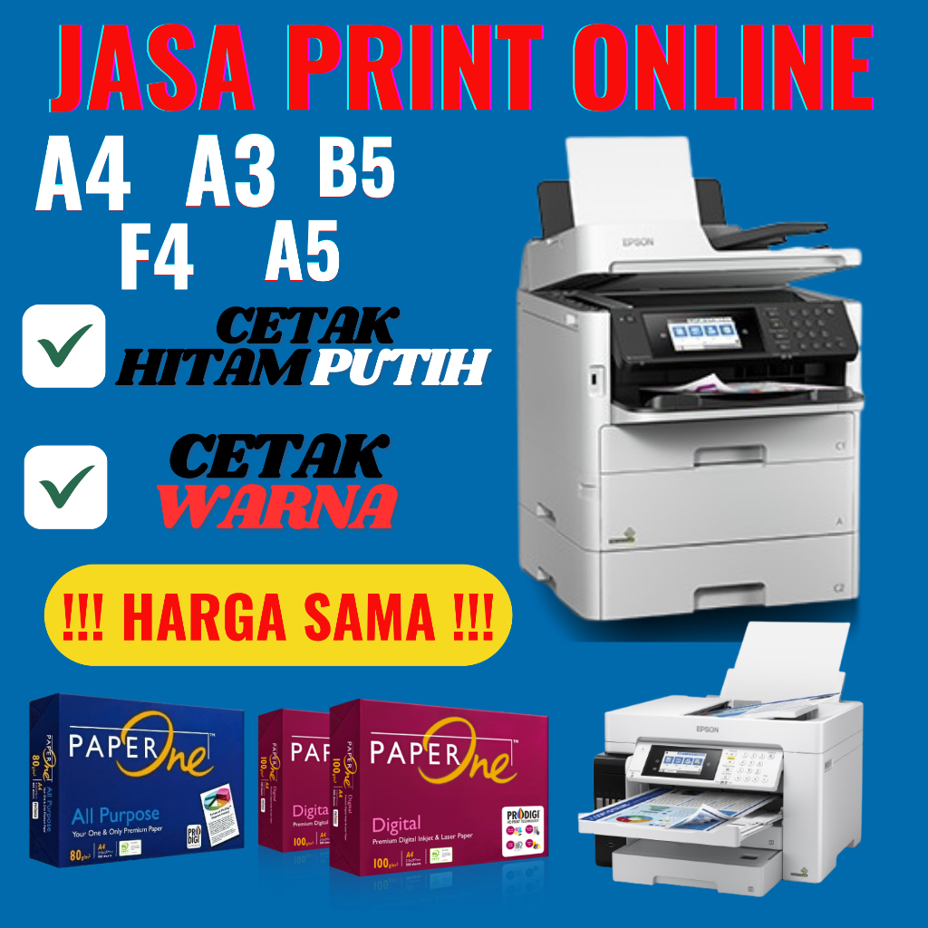 

PRINT / CETAK BUKU Cepat A4, A5, B5, F4, A3 100/80 gsm ,SKRIPSI, TESIS, DOKUMEN, CETAK BUKU, MAKALAH, PROPOSAL