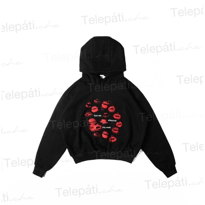 HOODIE KISS ME BLACK TELEPATI.CHE