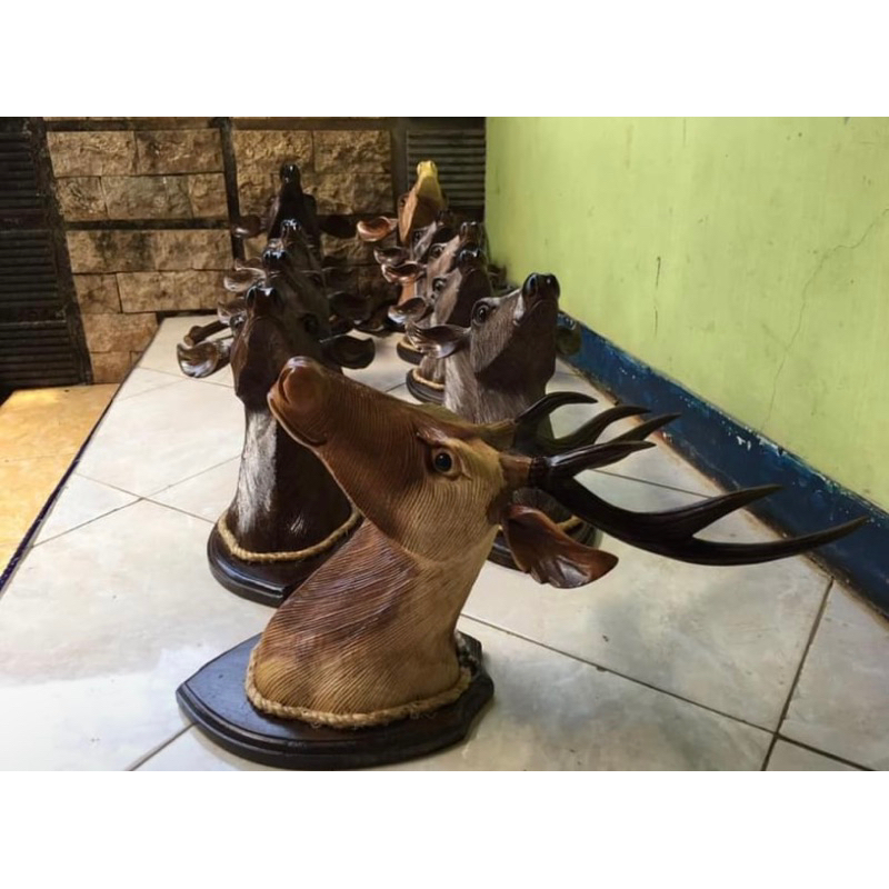 Patung Kepala Rusa/Tanduk Rusa Trembesi/Patung Suar
