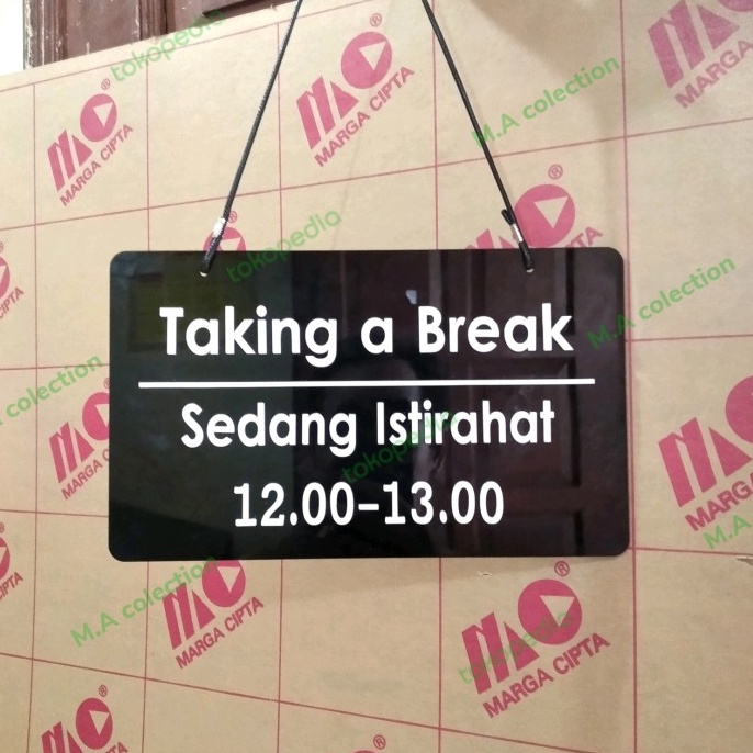 

DISKON SPESIAL Sedang Istirahat Custom Office counter Ruko Sign In Acrylik Hitam Putih Tulisan Stiker