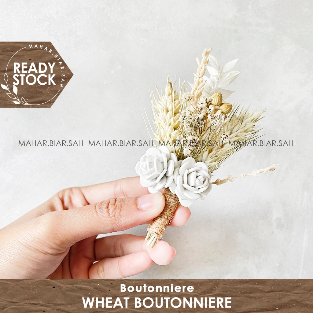 RS Wheat Boutonniere Groomsman / Wedding / Bros Jas