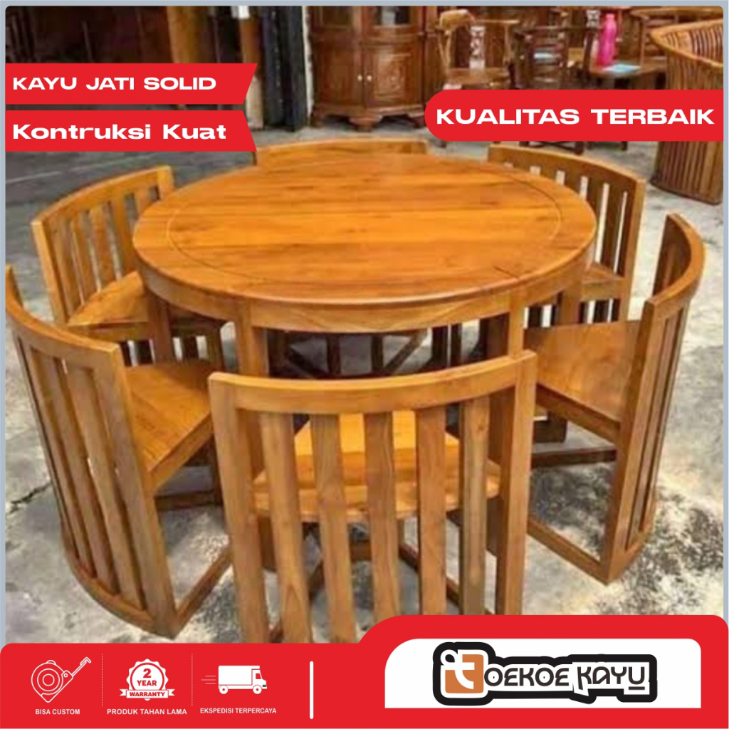 meja makan bundar kursi makan meja makan bundar kayu jati