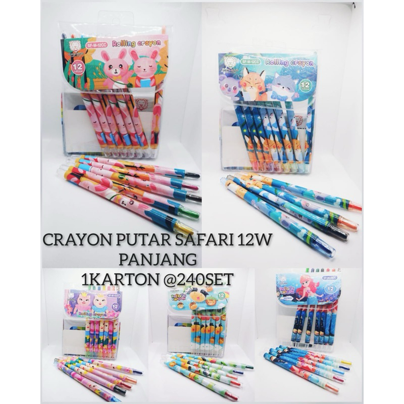 

CRAYON PUTAR PANJANG 12 WARNA KRAYON 12 colour twist crayon cute character BODY GEMUK