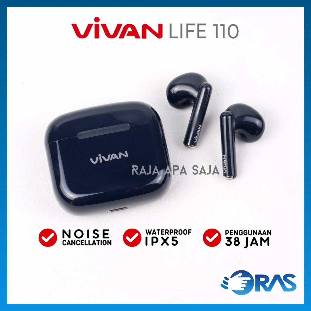 Headset Bluetooth TWS Noise Cancelling ENC Handsfree Earbuds Wireless Full Bass Vivan