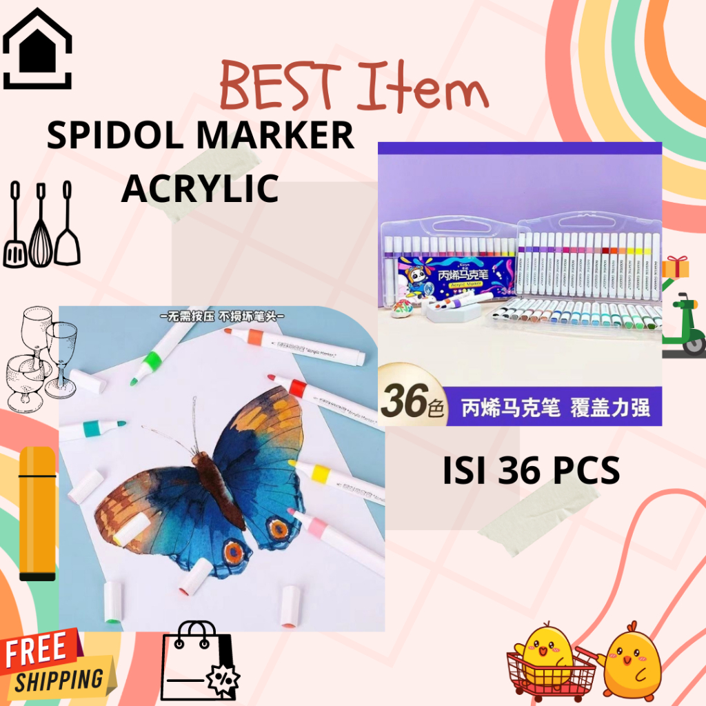

GOS Pen Akrilik Marker Warna Cepat Kering Tahan Air / Spidol Acrylic Painter / Menggambar Kreativitas Seni Edukasi Anak ( 1BOX 36PCS)