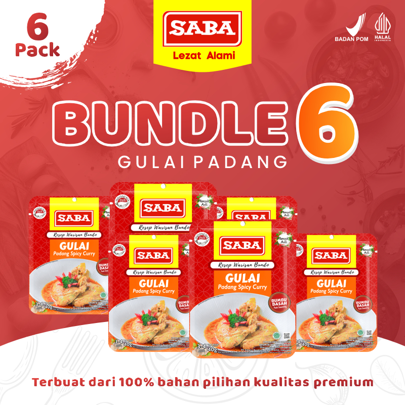 

SABA - 6 Pcs Bumbu Ayam Gulai 40 gram BPOM Bumbu Ayam Khas Minang Sehat Alami
