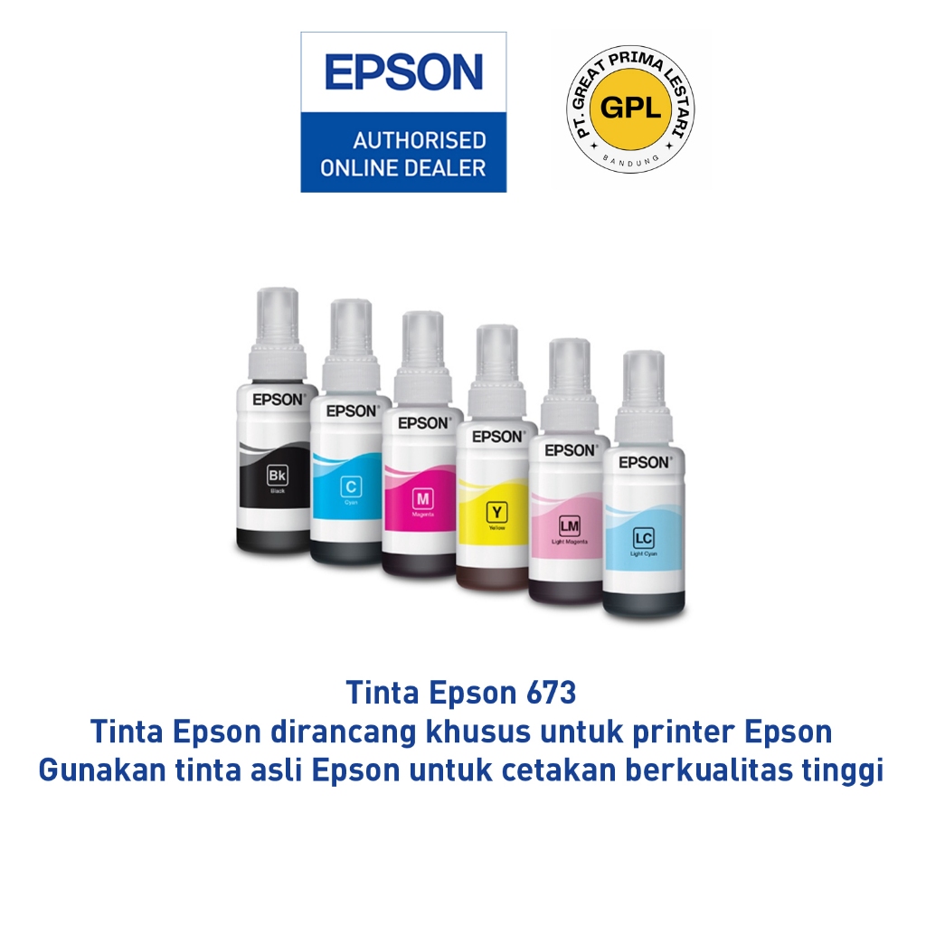 Tinta Epson 673 Black 673 Colour Original - Tinta Printer Epson L800 L805 L850 L1800 - Epson 673