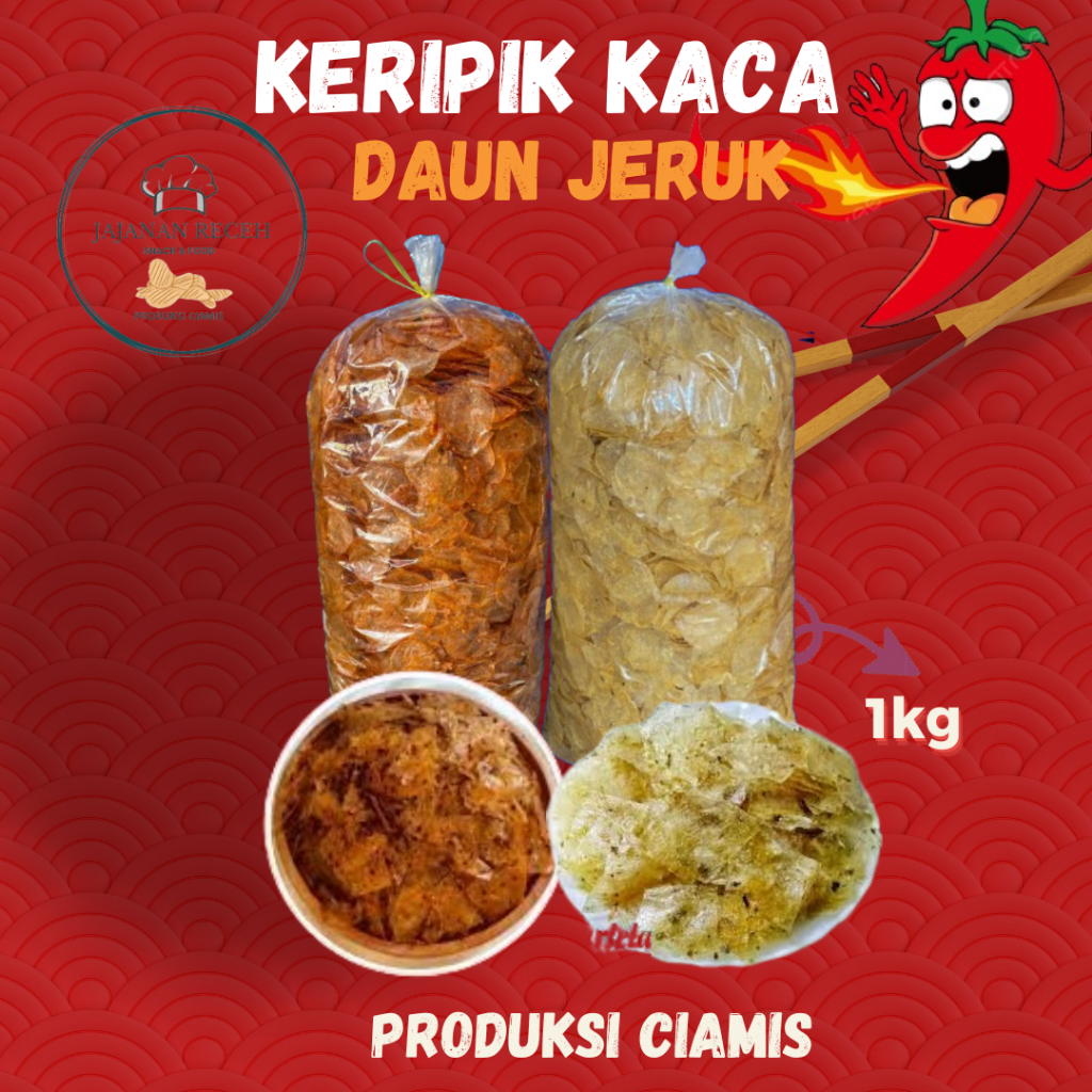 

PROMO!! KERIPIK KACA ORDAS( ORI 500gram,PEDAS 500gram)