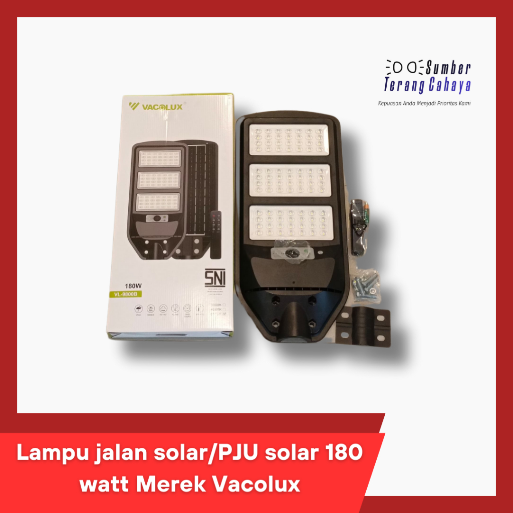 Lampu jalan solar/PJU solar 180 watt Merek Vacolux
