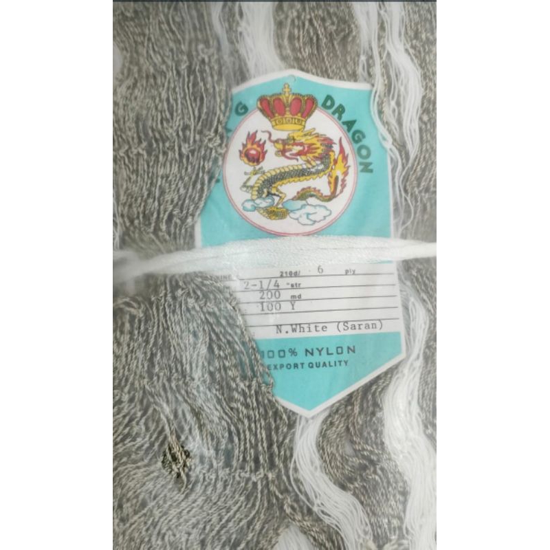 jaring ikan nilon putih 2-1/4inci D6 saran pemberat uk 200x100yard