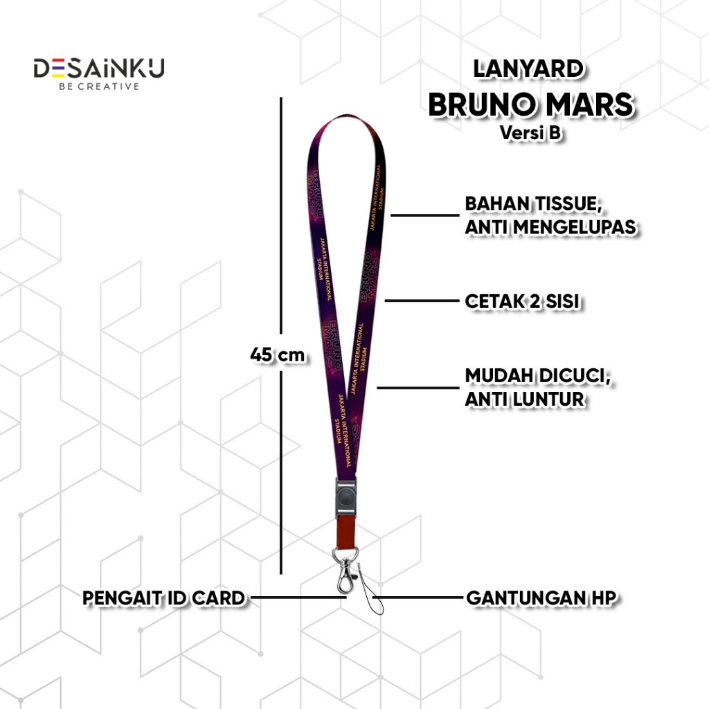 

READY STOCK LANYARD BRUNO MARS VERSI B / TALI HP / KARET PODS