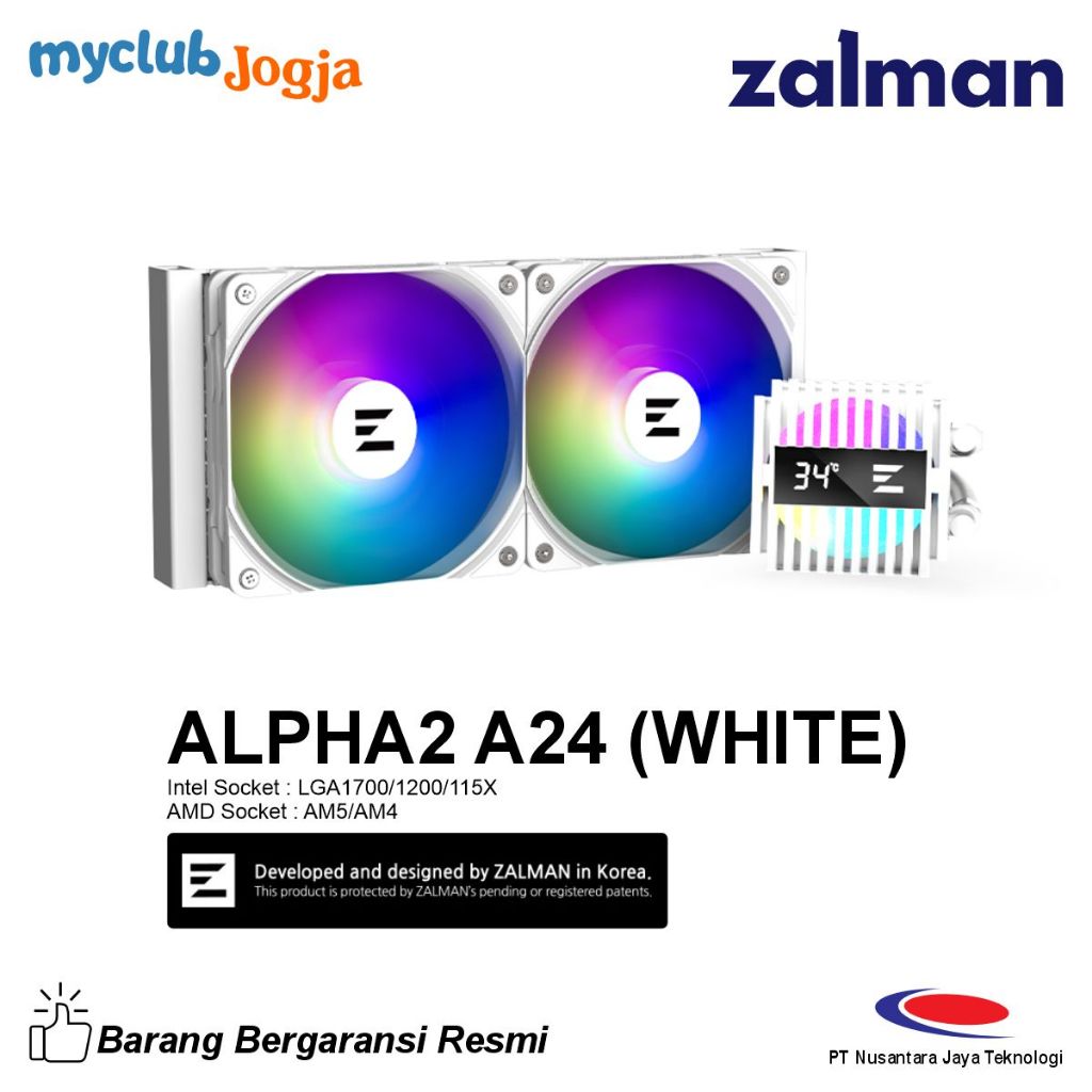 ZALMAN ALPHA2 A24 White ARGB AIO Liquid Cooler 240mm Intel AMD