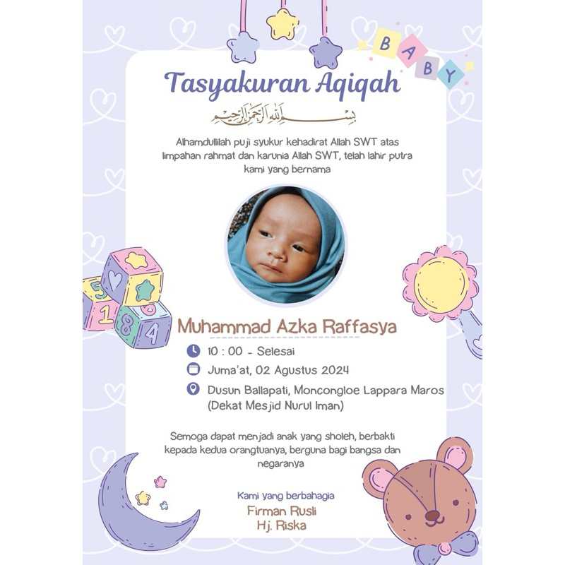 (Rabbang Art) Undangan Aqiqah Digital Bentuk Gambar dan Video