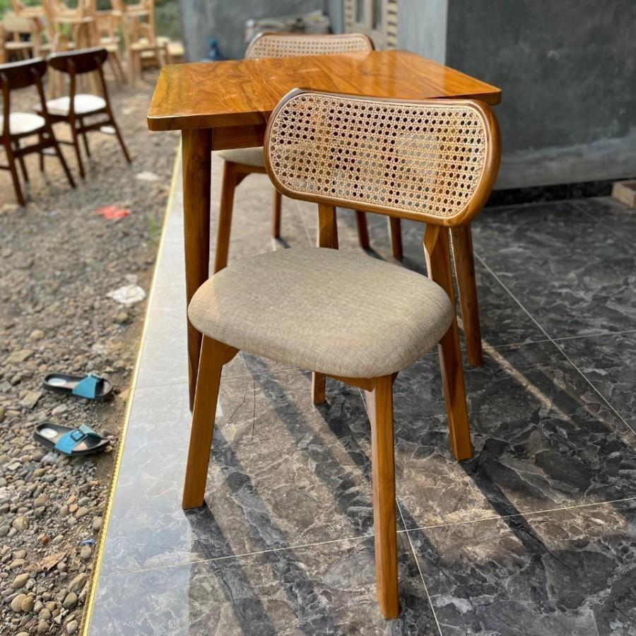 Set Meja Kursi Cafe Kecil - Meja Cafe 2 Kursi Kayu Jati| Mebel Jepara