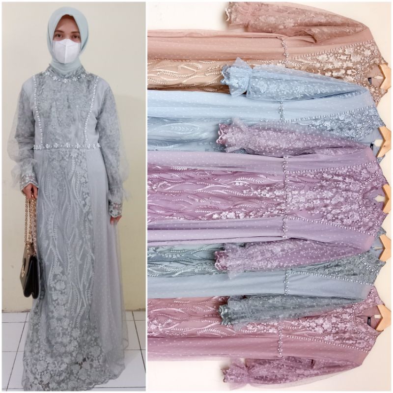Gamis Pesta Gamis brokat tile Ozias