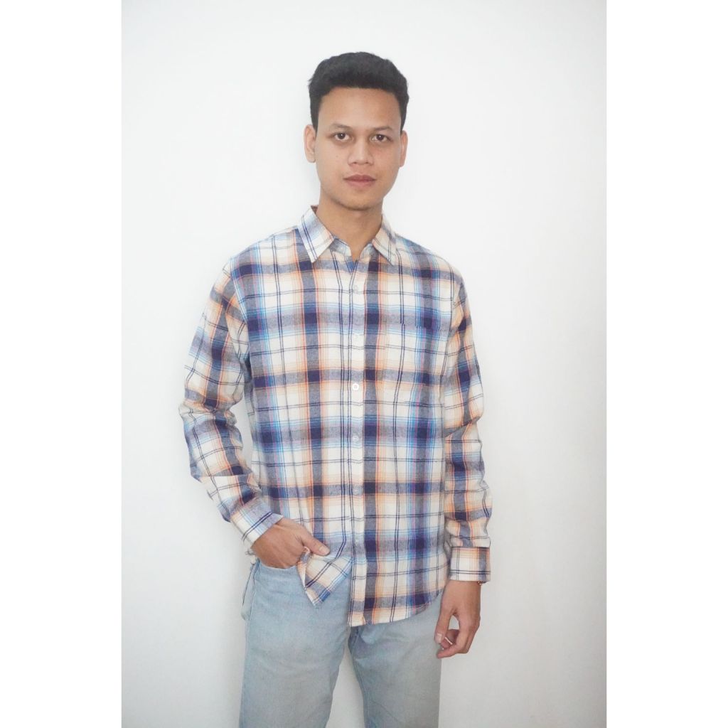 Gianni Visentin Kemeja Flannel Slim Fit - Multicolor - 6043