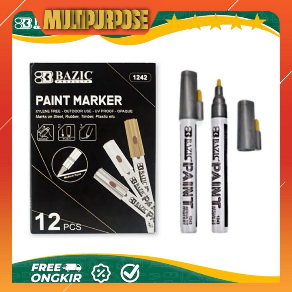 

PAINT MARKER BAZIC 1244 SPIDOL PERMANENT EMAS SILVER PUTIH