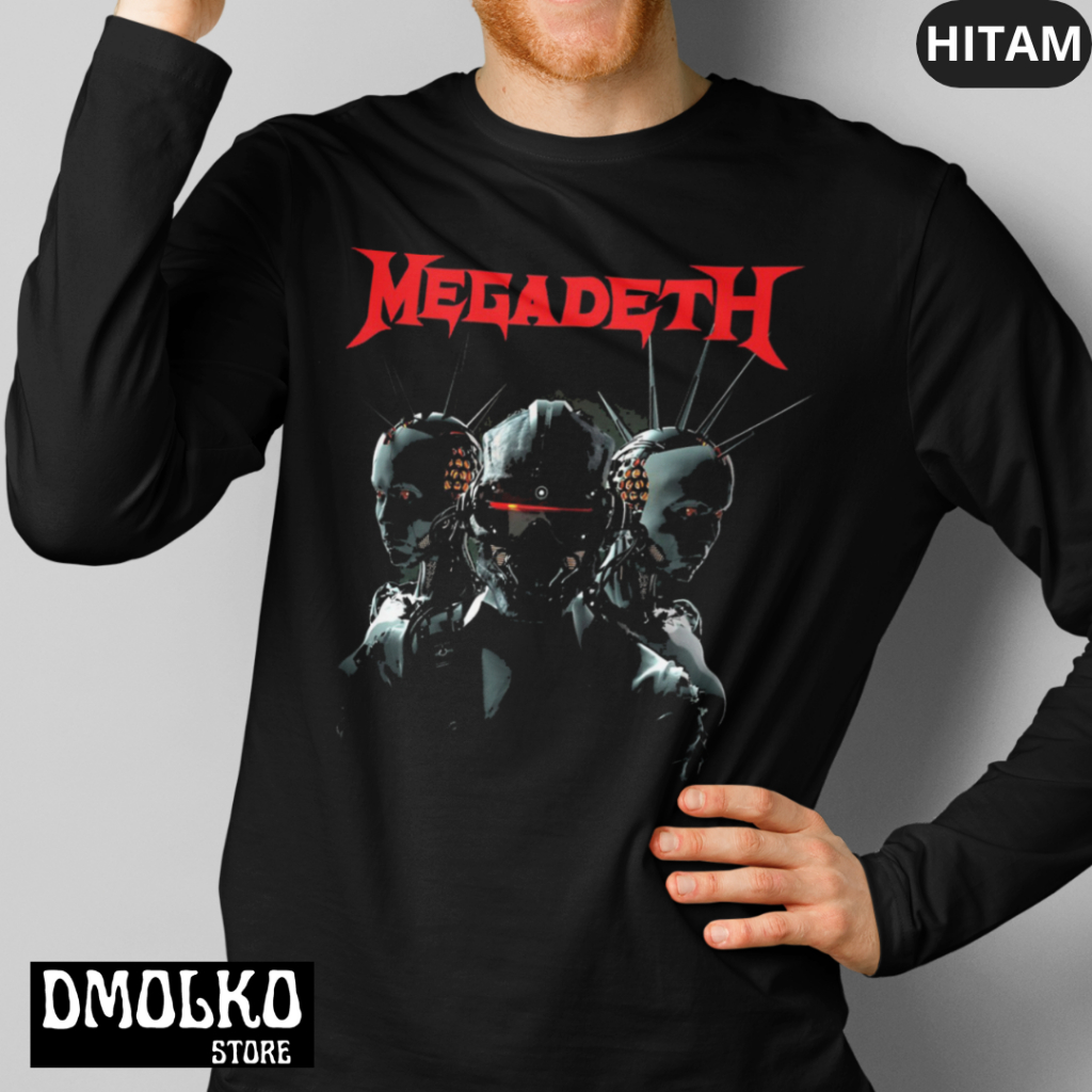 Kaos Tangan Panjang Pria Band Megadeth 1 | Long Sleeve | Kaos Lengan Panjang | Anak | Bigsize | Jumb