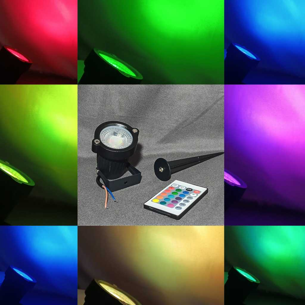Lampu Taman Tancep Led Halaman Outdoor 220V 7 Watt Sorot RGB/Warna Warni