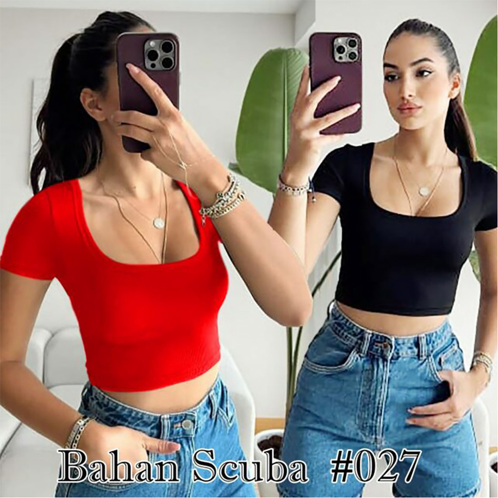 027 Atasan Croptop Wanita Cantik Sexy Model U neck - Kaos Pendek Wanita Dewasa Malam Hari Seksi